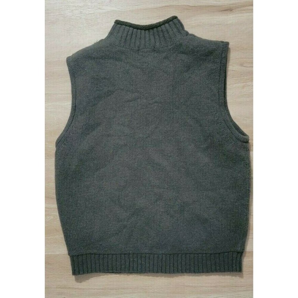 L.L. Bean Mens Vest Size XL Lambswool Fleece lined Full Zip Green - Picture 2 of 3